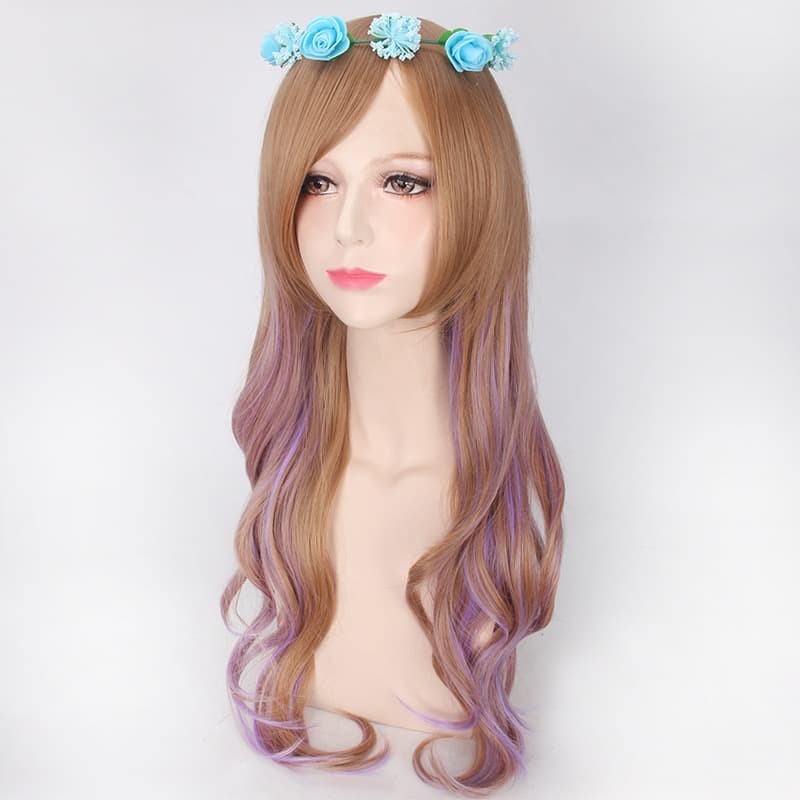 LOL-32 wig rambut palsu lolita cosplay harajuku daily two tone curly