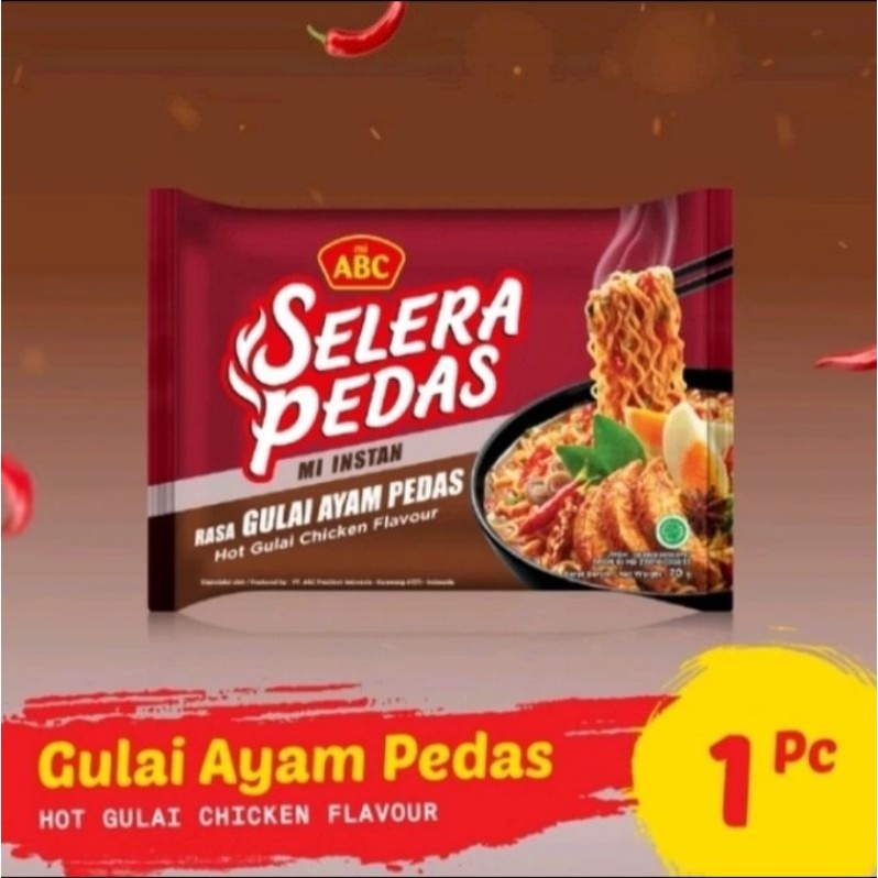 

ABC Mie Instan Selera Pedas Rasa Gulai Ayam Pedas 70g