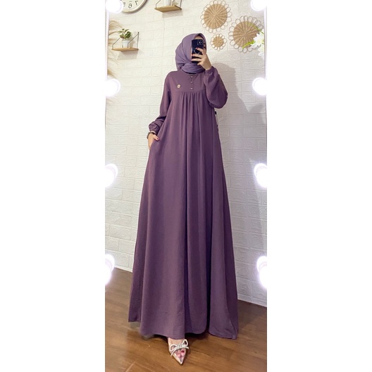 Gamis Kaleela, Bahan Crinkle airflow Premium, Gamis Polos