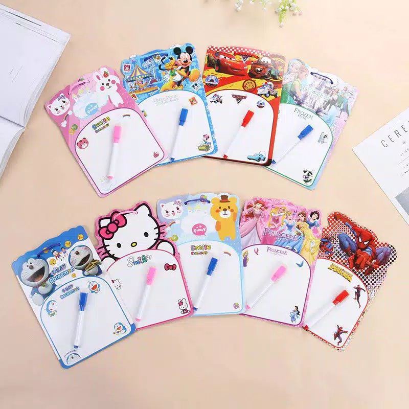 

Mainan Edukasi Papan Tulis Anak Mini White / papan tulis anak karakter - Drawing Board Spidol
