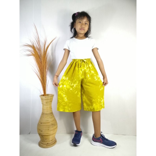 Celana Kulot 7/8 Rayon Tie Dye Anak (5-12 th) Free Scrunchies