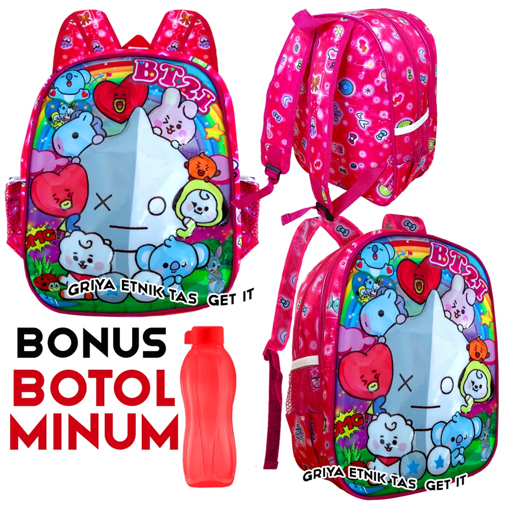 Tas Sekolah Anak Perempuan TK BT21 di Gendong Punggung ukuran Kecil