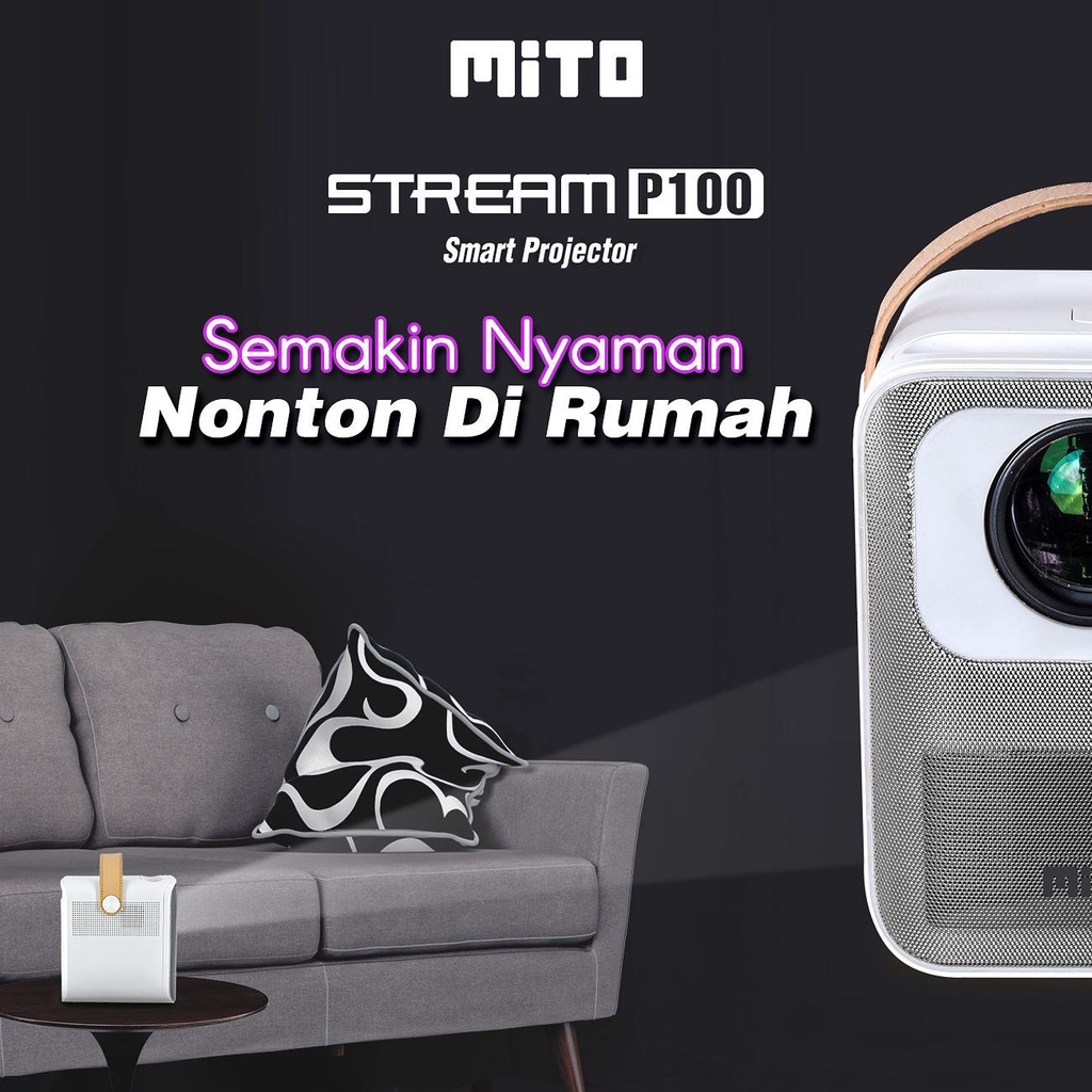 MITO Smart Projector Stream P100 Android 9.0 Wifi Bluetooth Proyektor