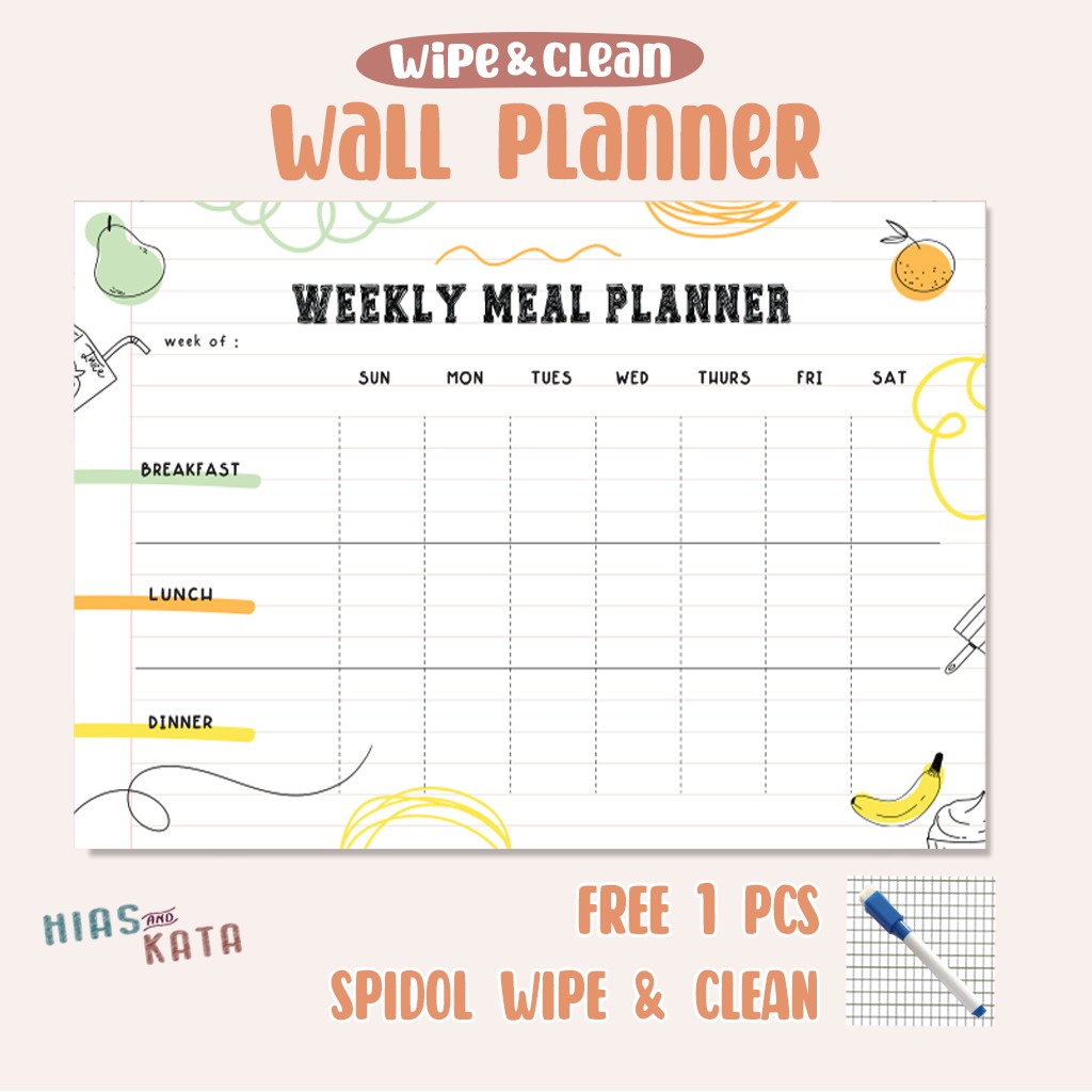 

agenda diet mingguan weekly meal agensa makan A3 (gratis 1pcs spidol)