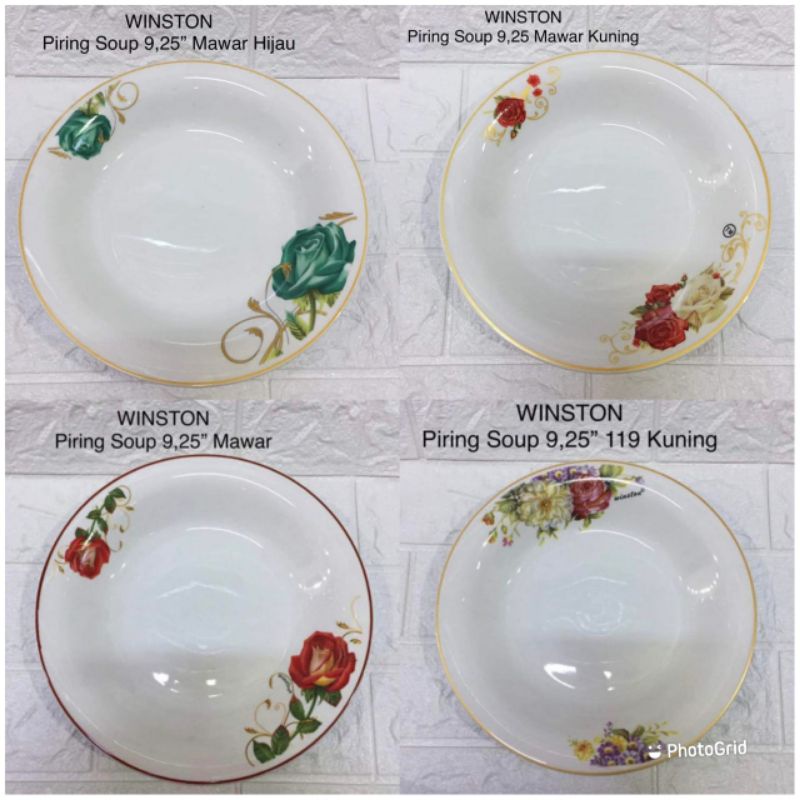 Piring winston motif rose, Piring tebal