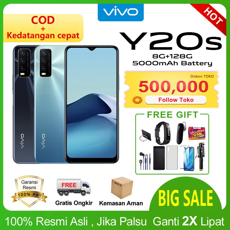 vivoY20S /y20 8GB+128GB 5000mAh y20 3/64gb Garansi resmi