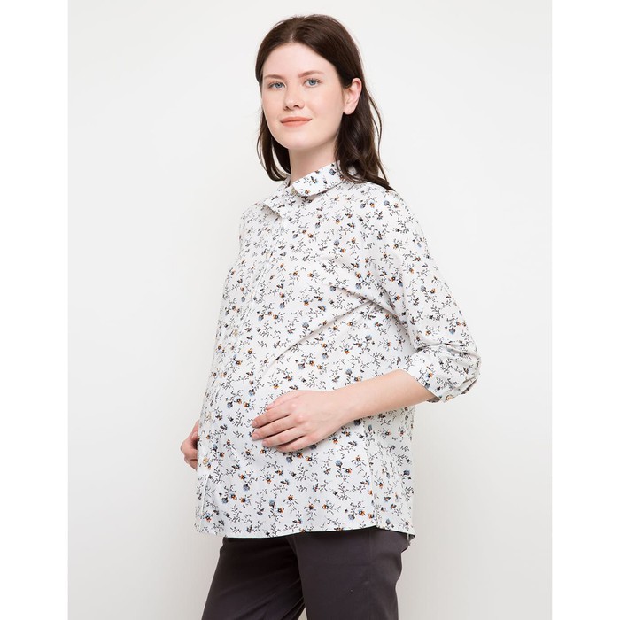 Diskon Baju Hamil/Kemeja Hamil St.Yves Mom Blouse Lengan Panjang Print Flower Terlaris