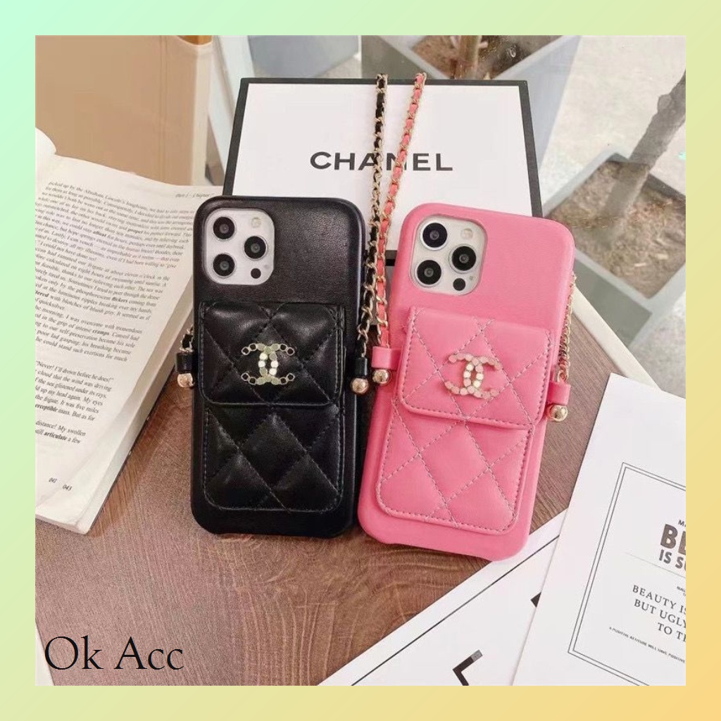 FH30 Pouch Kecil CHA*NEL + Tali Case Iphone X/Xs Xr Xs Max 11 11 Pro 11 Pro Max 12/12 Pro 12 Pro Max 13 13 Pro 13 Pro Max