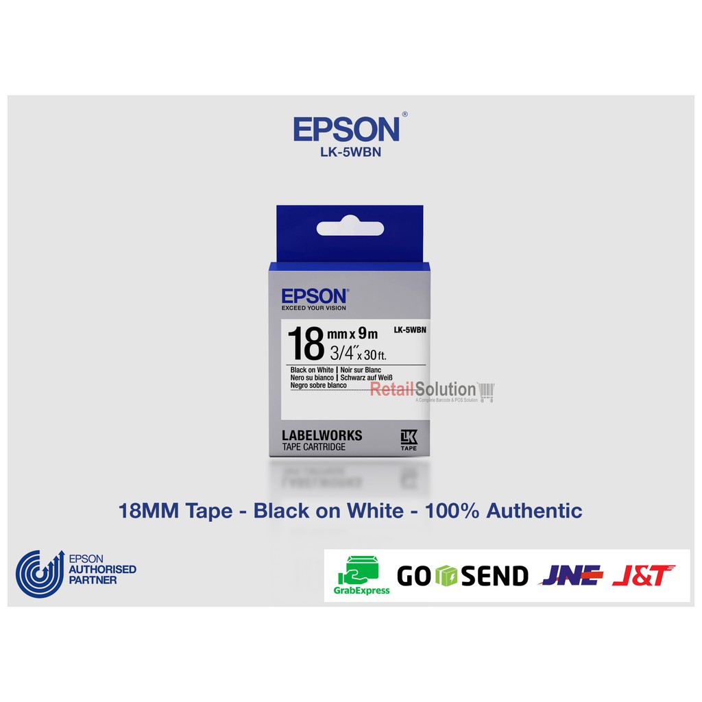 EPSON Labelworks Tape LK-5WBN - 18mm Black on White Original