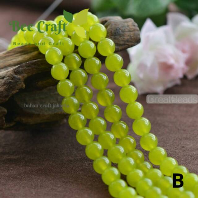Manik Batu Natural Bright Green Jade Bahan Gelang Kalung Tasbih