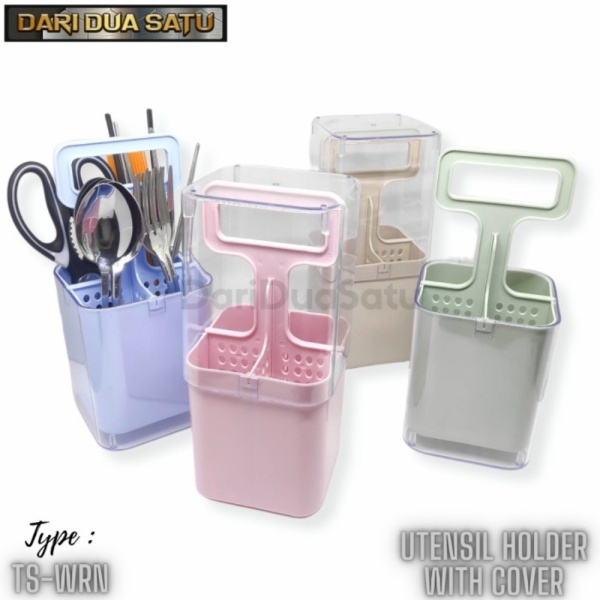 

Unik Tempat Sendok Garpu Sumpit Warna Cutlery Utensil Holder With Cover - Pink Limited