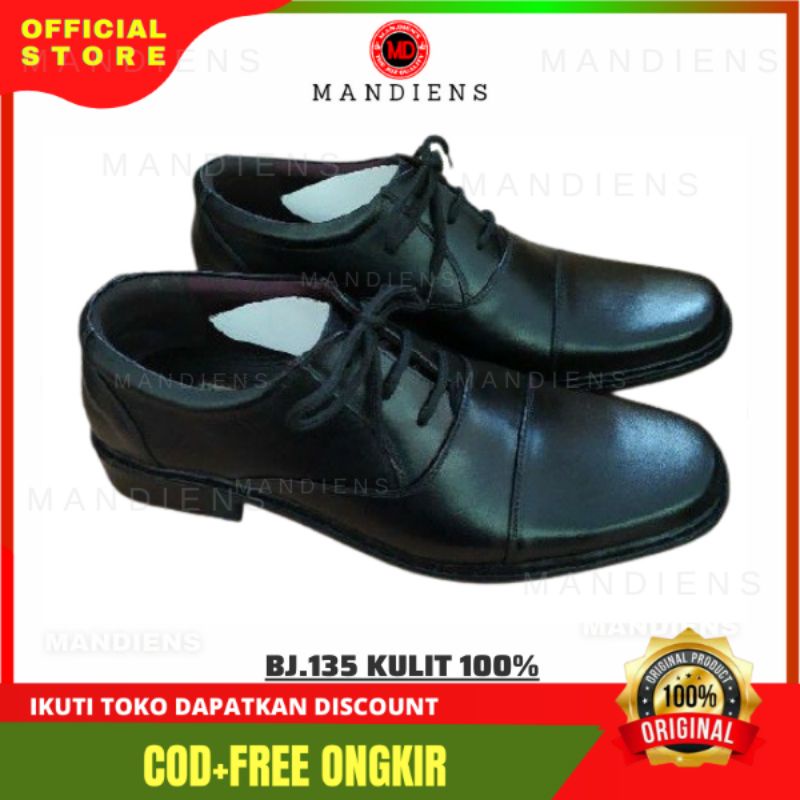 MANDIENS 135/235 - Sepatu Pria Kulit Asli Pantofel Tali Medali - Sepatu Kerja Pdh TNI Polri Formal ASN