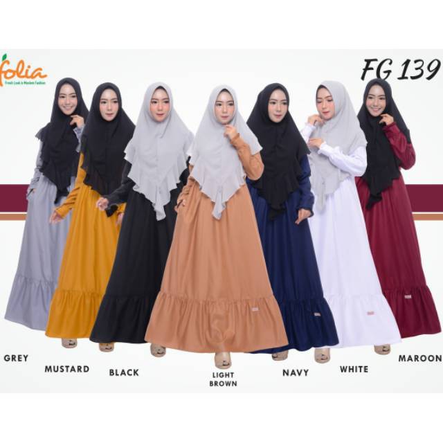FOLIA GAMIS FG 139 PUTIH BAHAN TOYOBO ADEM GAMIS MUSLIMAH TRENDY TERBARU