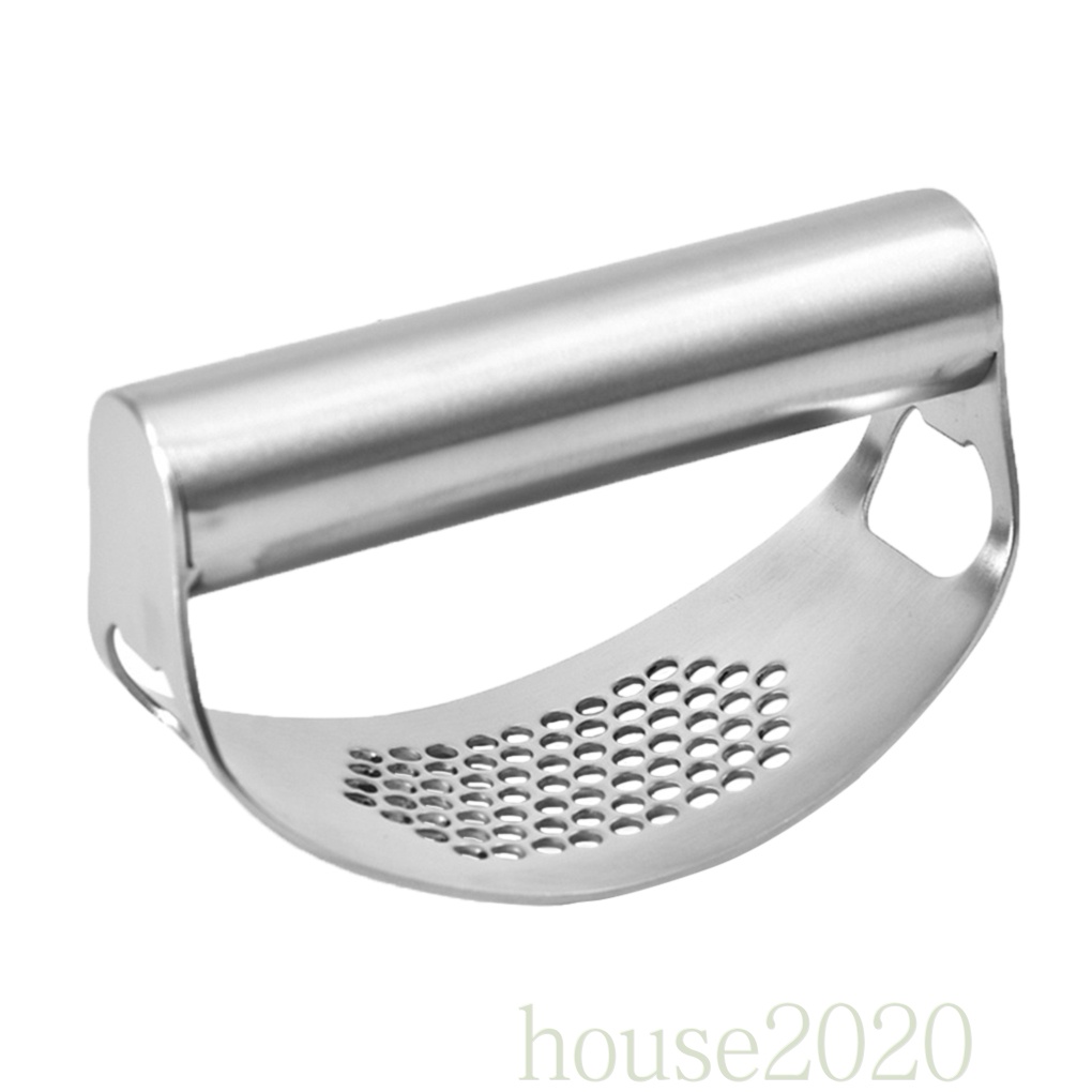 [HOUSE2020]Garlic Crusher Stainless Steel Manual Garlic Press Squeezer Curved Masher with Handle Kitchen Gadget