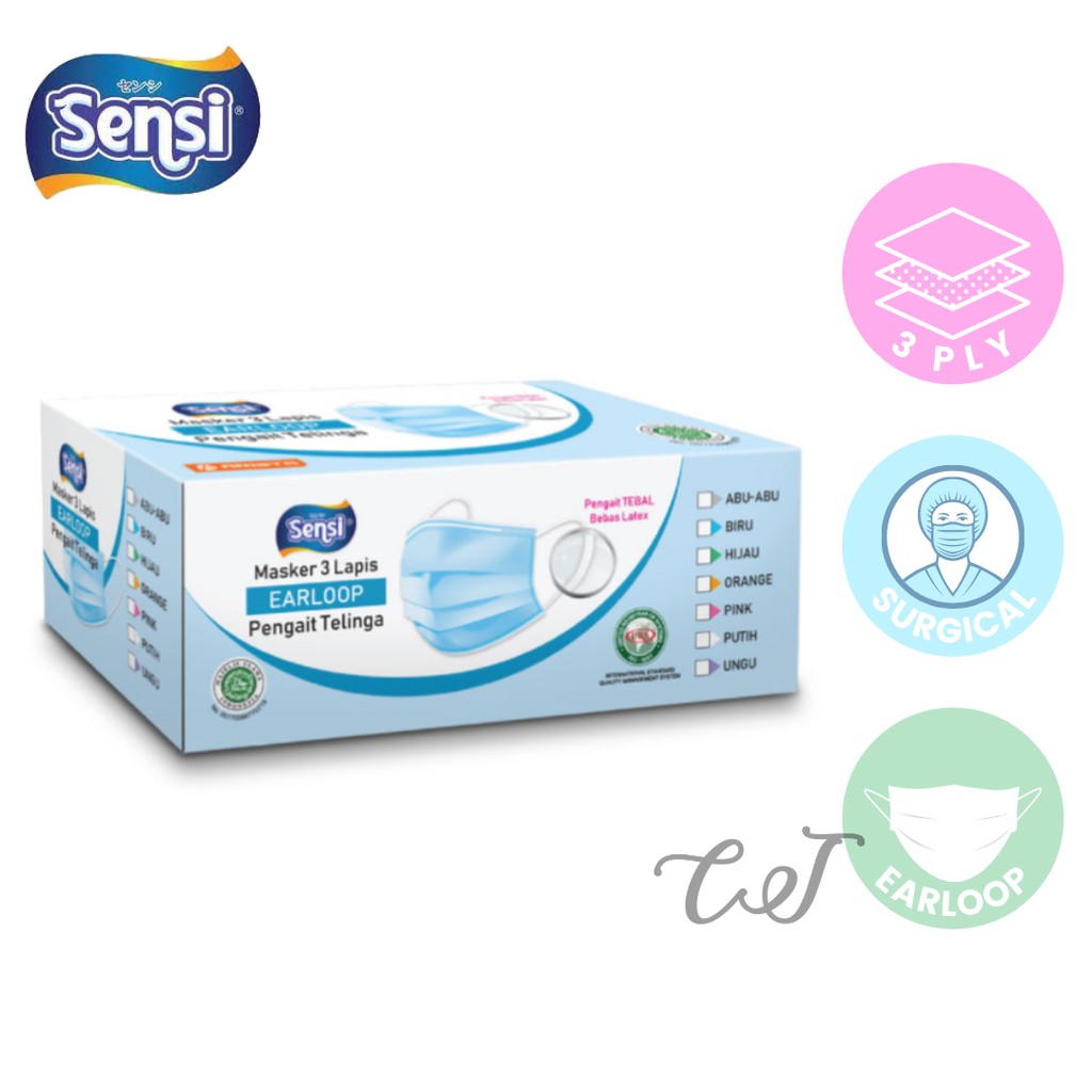 Sensi Putih Earloop Masker Sensi Putih Earloop 3 Ply 40 Pcs