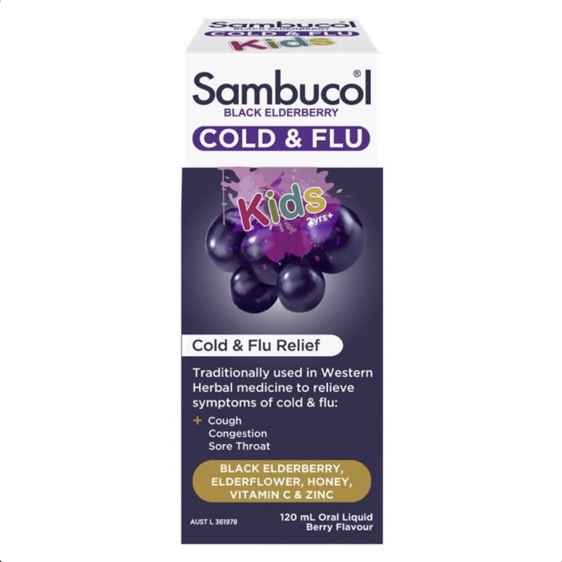 Sambucol Kids Cough Liquid / Kids Cold &amp; Flu Relief 120ml (Exp 02/2025)