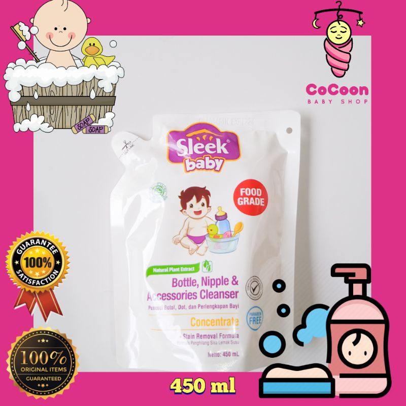 Sabun Cuci Dot Sleek Baby Bottle Nipple Accessories Cleanser 450 ml