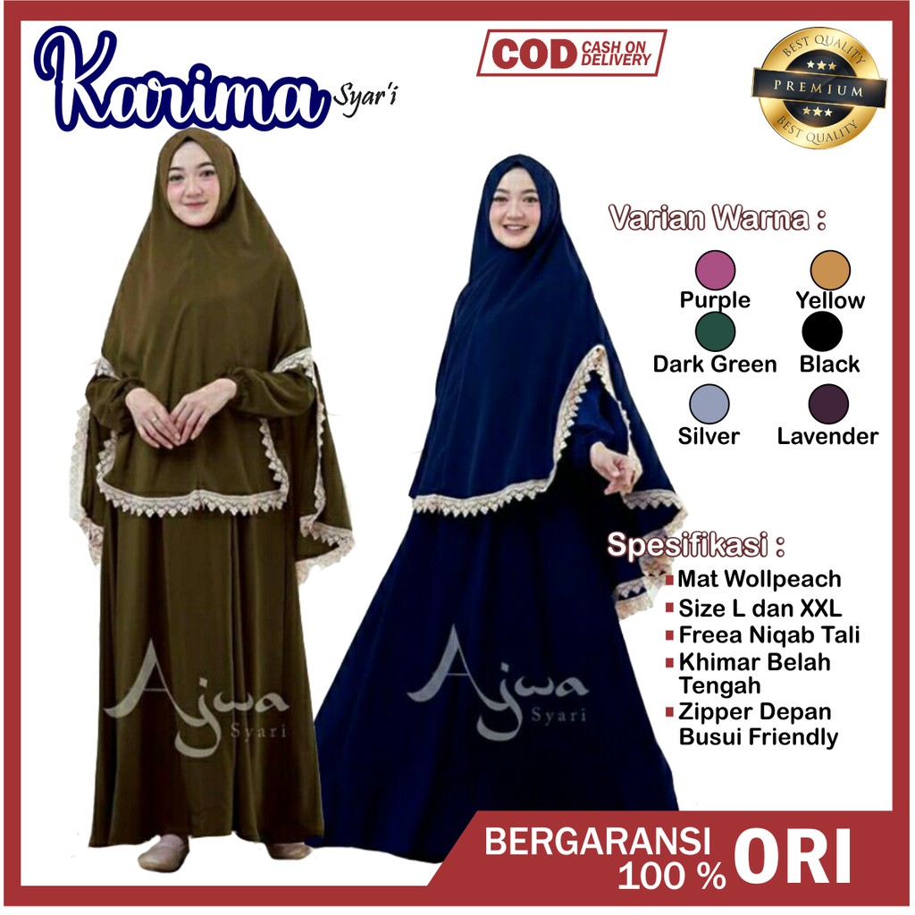 Set gamis syari Polos renda Jumbo Ld 105 Ld 120