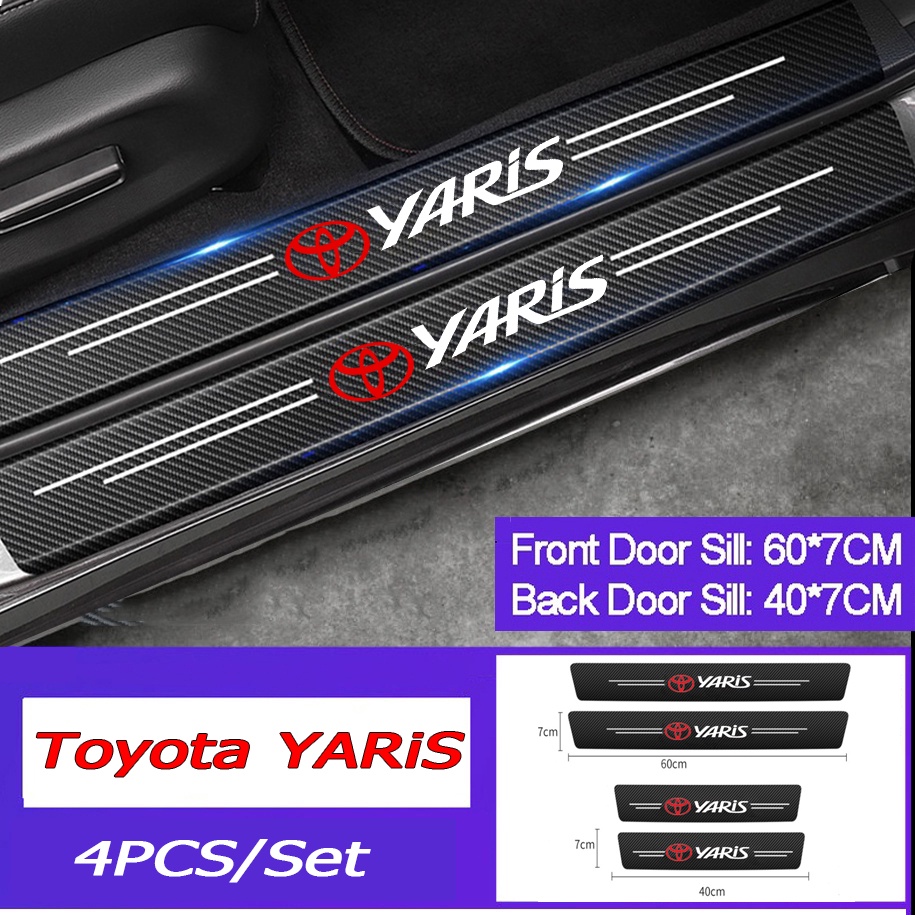 Stiker Pelindung Pintu Samping Mobil Toyota YARIS Bahan Carbon Fiber Tebal Anti Gores