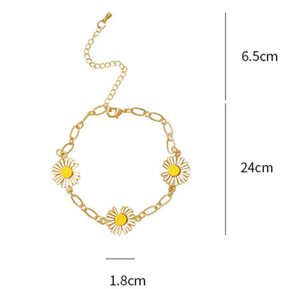 Gelang Cincin Rantai Dapat Disesuaikan Desain Bunga Matahari Daisy Kecil Untuk Perhiasan Wanita Sun Flower