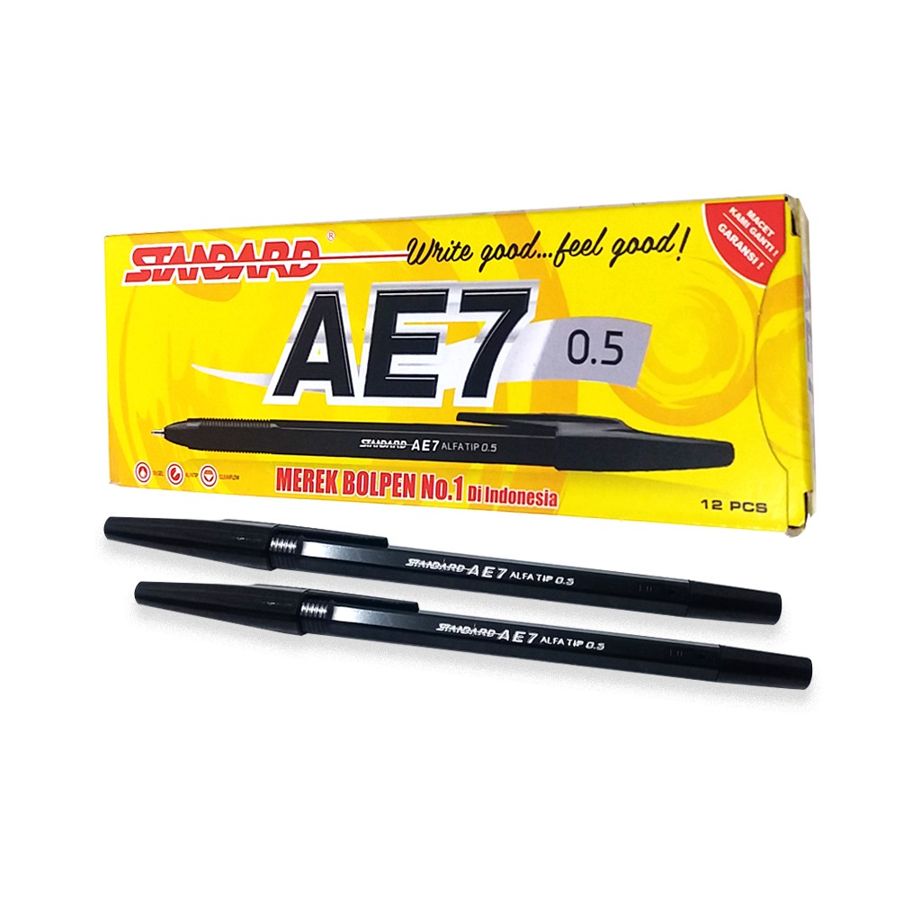 Pulpen / Ballpoint Standard AE7 (12pcs) Hitam | Shopee