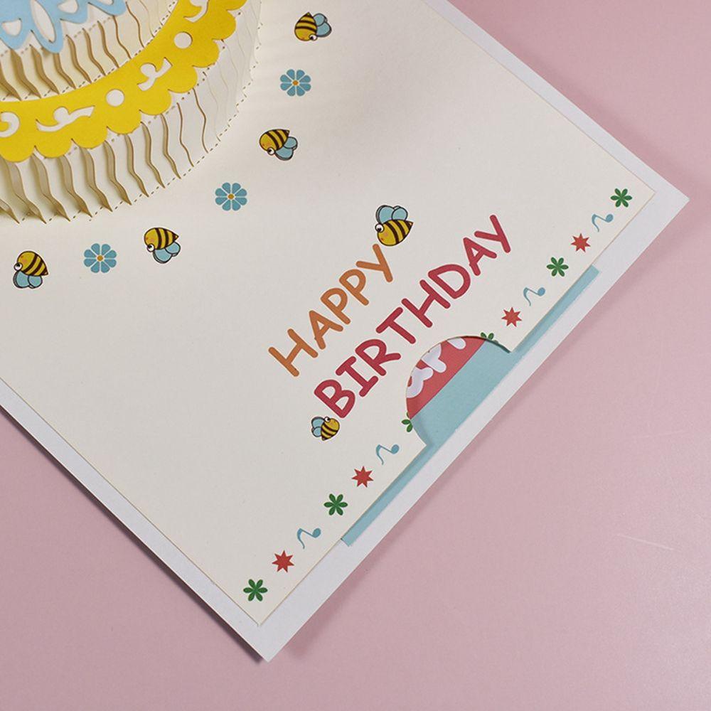 [Elegan] Kartu Ucapan Pop-Up Istri Suami Kue Ulang Tahun Happy Birthday Postcards Dengan Undangan Amplop