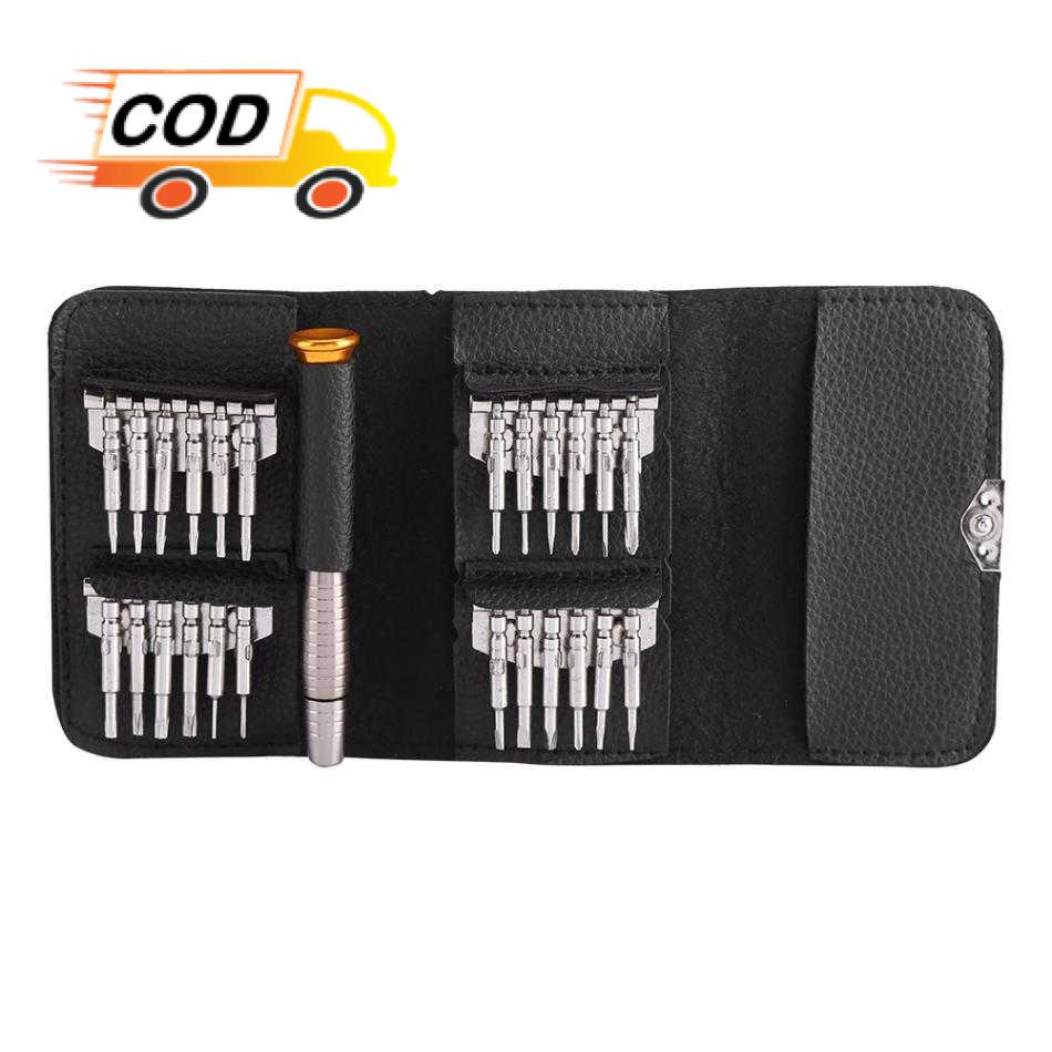 Obeng Set Magnet Reparasi 25 in 1 Tahan Karat dalam Tas Kulit Peralatan Portabel Mudah Digunakan | A