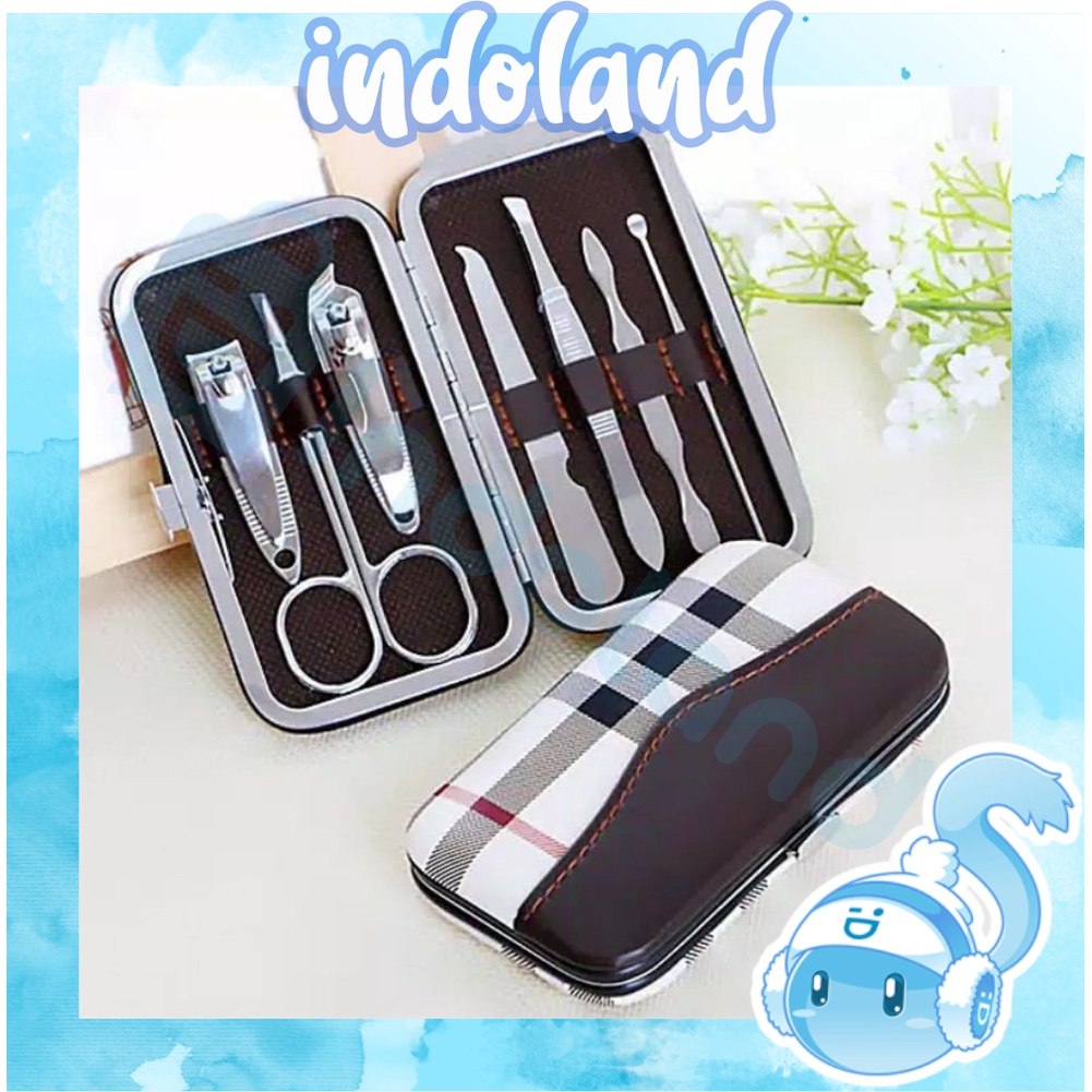 ☀INDOLAND☀ R507 COD Peralatan Menicure 7in1 Mini Stainless Stell Gunting Kuku Portable Tools Set Dengan Dompet