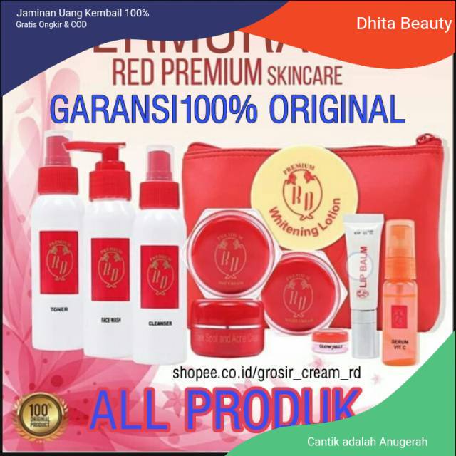 PAKET Cream RD RED Premium CV HJ ARNI / Ecer Krim Malam Siang Sabun Facial Wash Toner Cleanser Serum