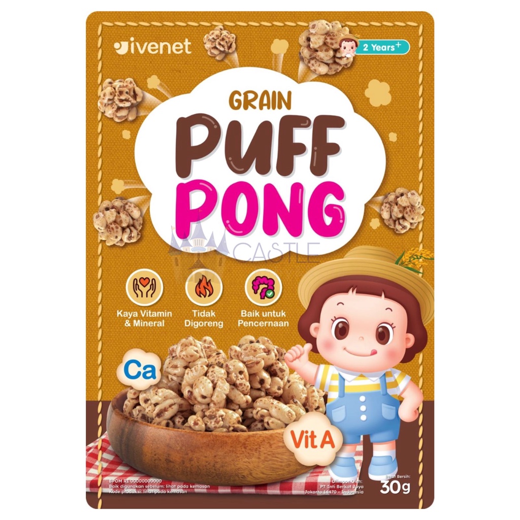 Ivenet Grain Puff Pong - Cereal / Makanan Ringan Gandum - Snack Anak 2y+ - Cemilan Anak Bayi