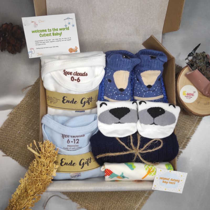 Gift Box Baby / Kado New Born / Kado Bayi/ Baju Bayi / Paket Hadiah Bayi / Hampers Baby Girl / Hampers Baby Boy (BISA COD)-Blue F