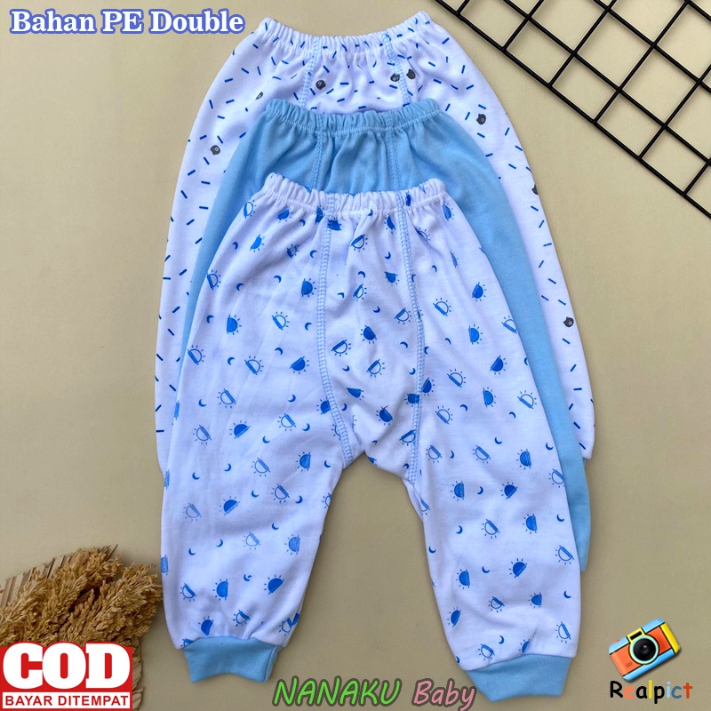 Isi 3 PCS Celana Bayi Baru Lahir Celana Pempers Panjang Bayi Seri Biru Usia 0-3 Bulan - Ana Baby