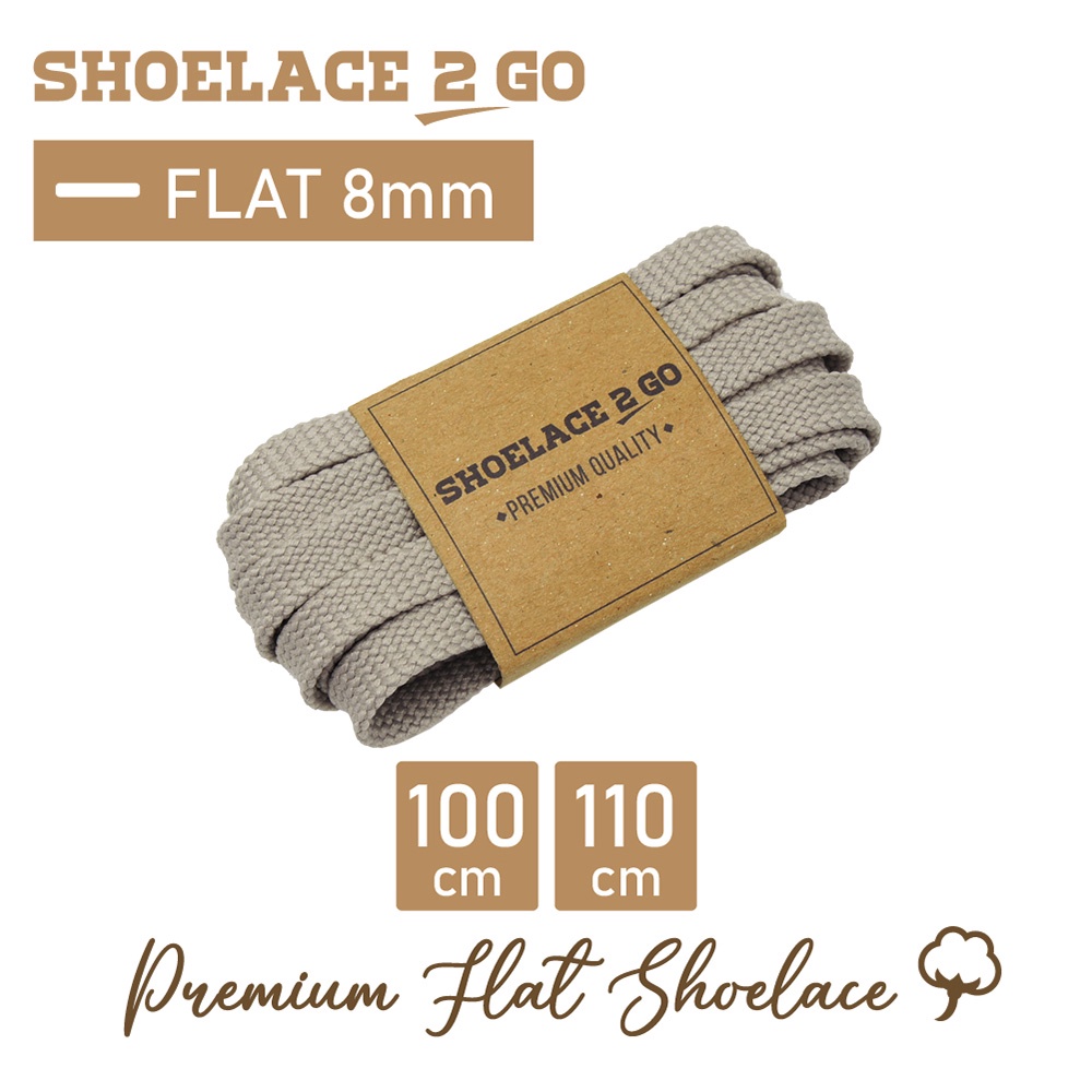 SHOELACE 2 GO PREMIUM TALI SEPATU GEPENG PIPIH FLAT E12 - GREY