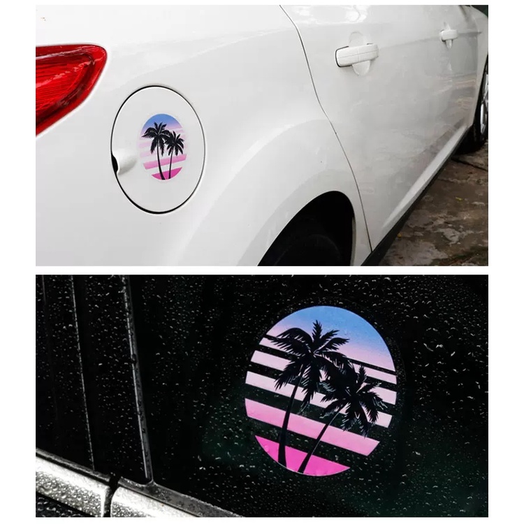 Sunset Car Stickers Vinyl Palm Tree Auto Decals Charm Side Window Cover Automobile Tuning Decor Accessories Car Styling