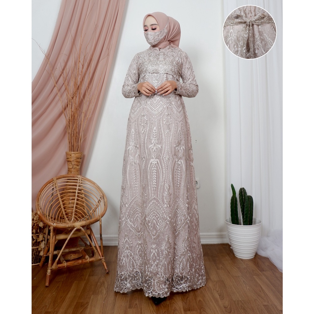 Kadai.baju / Gamis dress soraya / Gamis brukat tille / Gamis brukat jumbo wanita