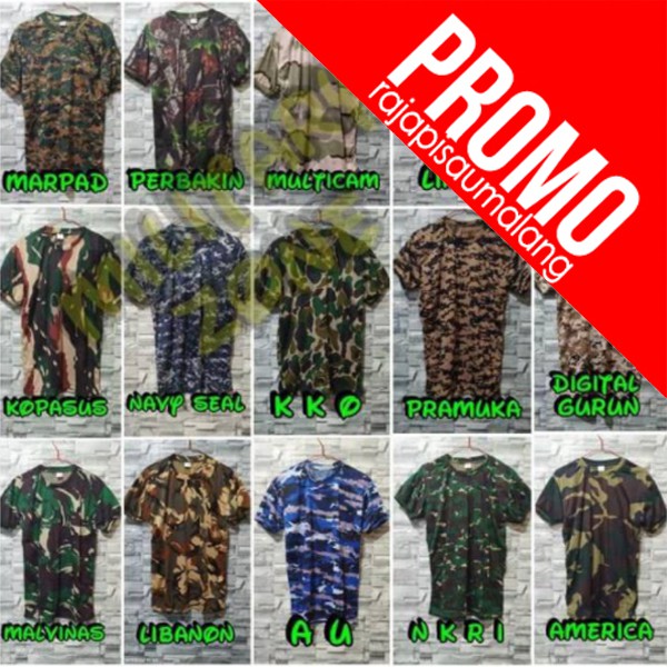 Termurah    GROSIR BAJU KAOS LORENG LENGAN PENDEK TACTICAL CAMO OBLONG MURAH BANDUNG ARMY LAPANGAN