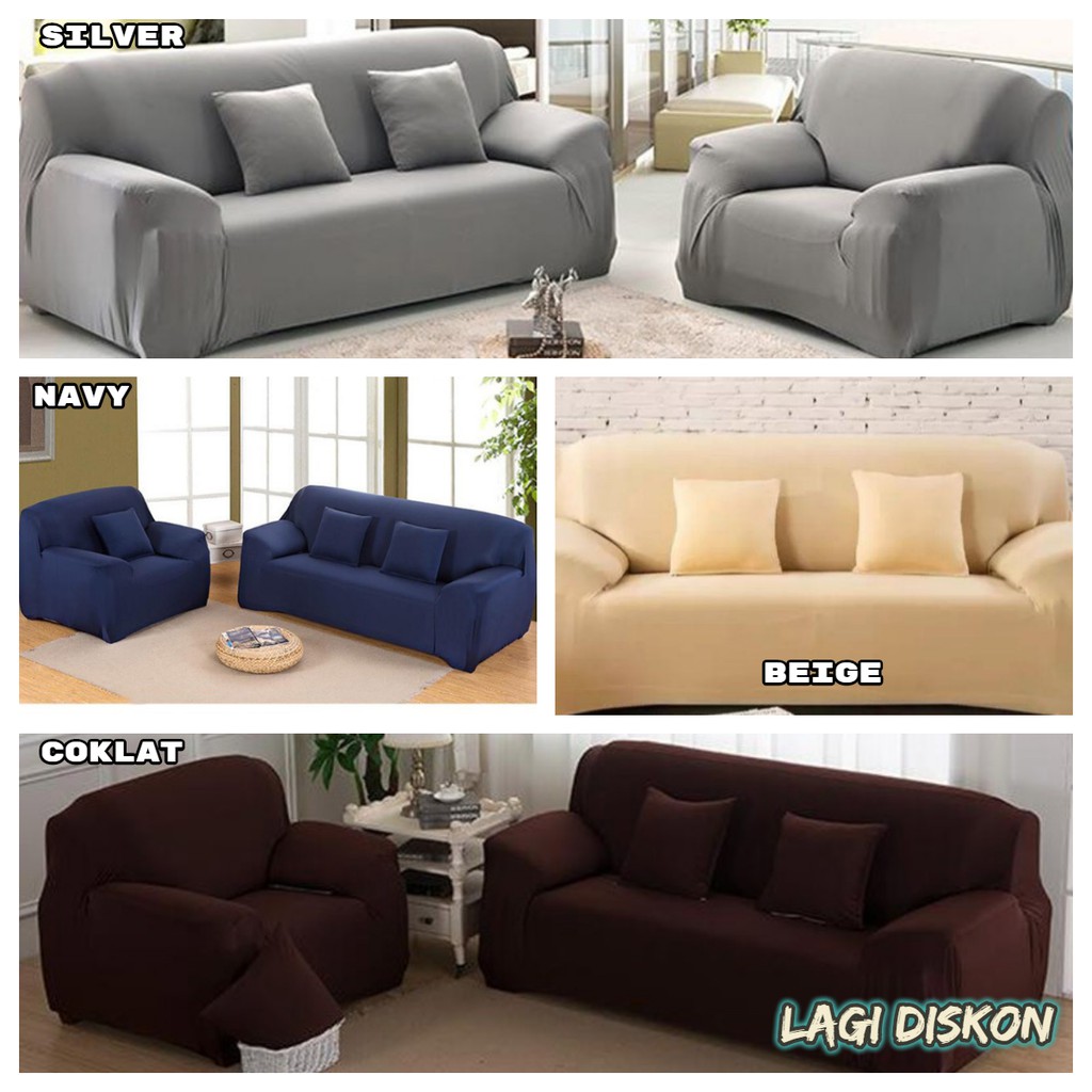 Cover sofa polos elastis 2 Seater Sarung Sofa 3 Seater polos murah bahan polyster model terbaru