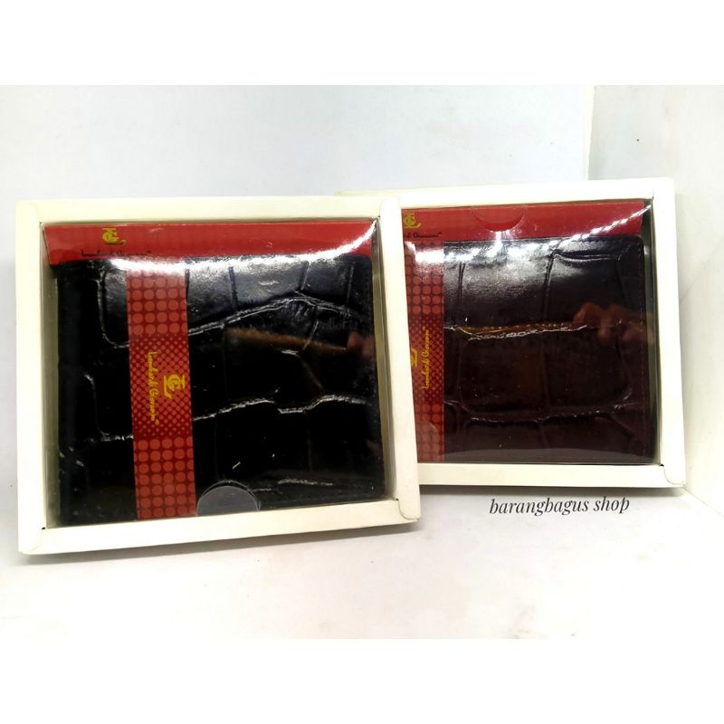 Dompet original kulit asli pria Lombardi Giovanni model serat urat kayu