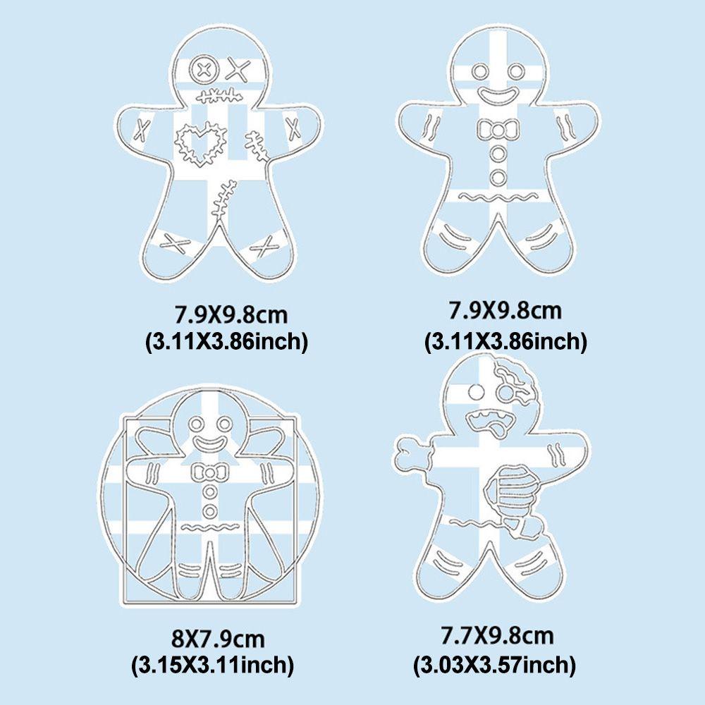 Preva 4pcs Cookie Embosser Cetakan Kue Kering Dekorasi Biskuit Cap Alat Kue Voodoo Gingerbread Halloween Natal