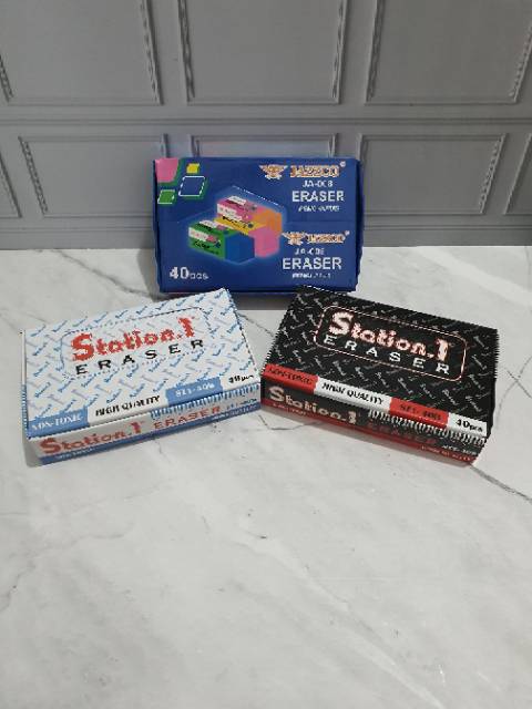 Penghapus murah (1pak=40pc) ukuran kecil/stip murah/hapusan kecil/penghapus putih/hitam/warna-1