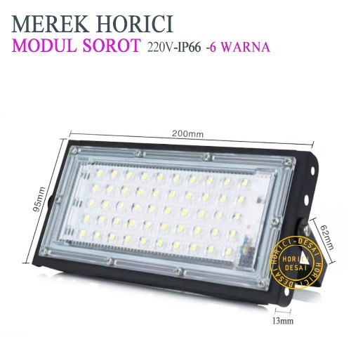 MEREK HORICI ASLI 50 WATT 220V LAMPU SOROT PANEL LED FLOODLIGHT 50W AC 220V PJU Barang Murah+kualitas bagus Tersedia dalam 6 warna