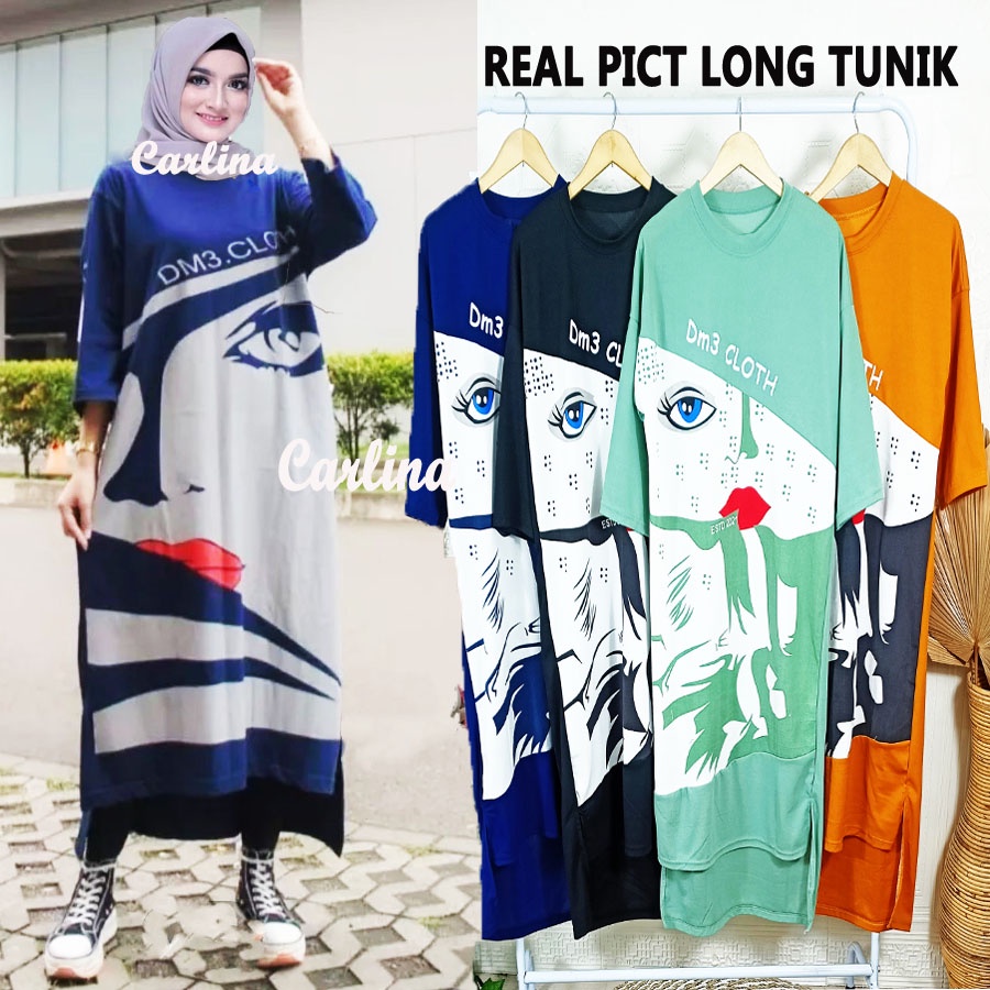 CARLINA LONG TUNIK EYE LIP DM DRESS OVERSIZE