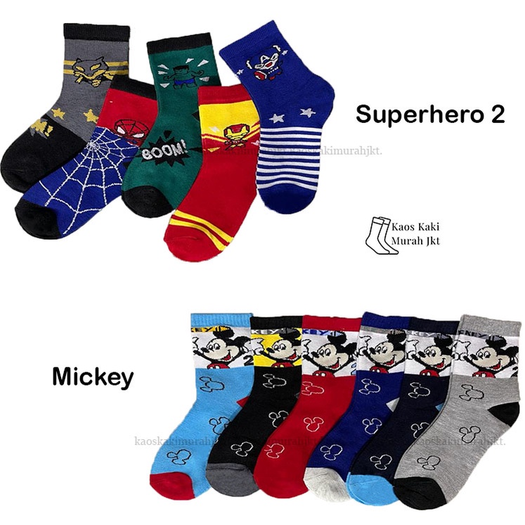 3 Pasang Kaos Kaki Anak TK SD Motif Superhero Kaos Kaki Anak Karakter Superhero Usia 5 Sampai 7 Tahun