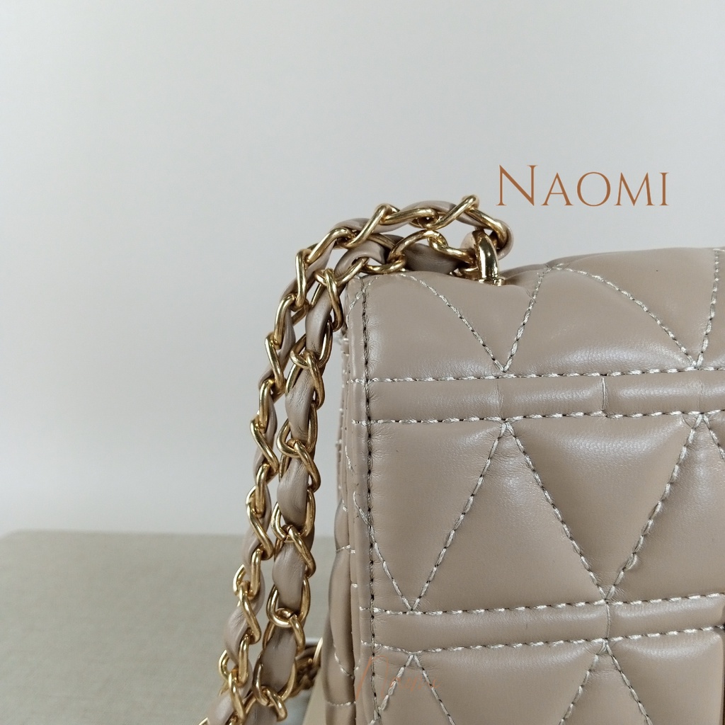 NAOMI - Sling Bag Import Florentia - Tas Selempang - Tas Wanita Dewasa - Kulit Sintetis handbag - tas cewek - tas Tali Rantai mix PU Premium - naomi bag