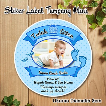 Stiker Label Custom Tedak Siten Tumpeng Mini Nasi Kotak Bento Biru