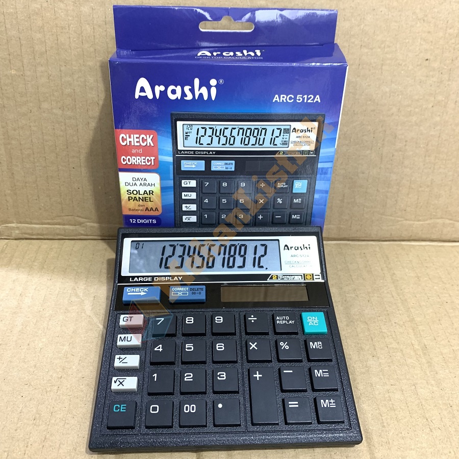 Kalkulator Calculator Dekstop Arashi ARC 512A 12 Digit Check &amp; Correct ARC-512 A