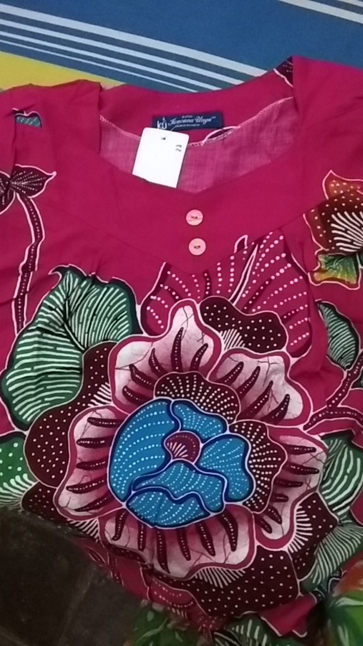 Daster Cantik Kencana Ungu Anggun (label Biru Asli Ori) Non Busui: Homey Dress Batik Solo Adem Awet