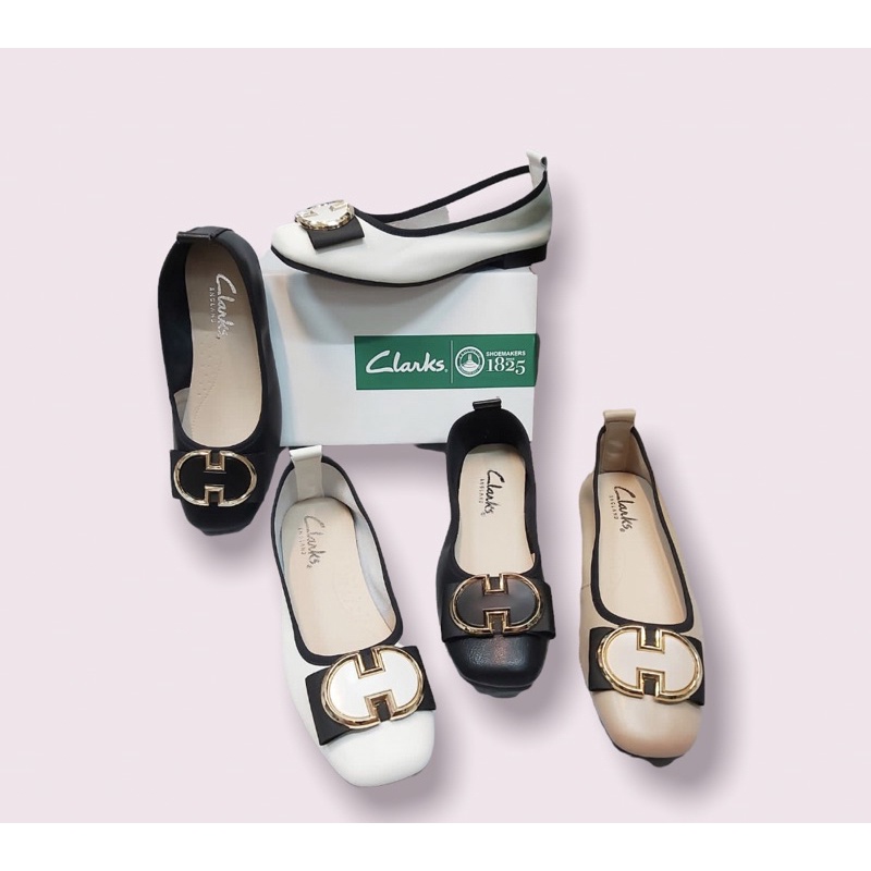 Sepatu flat shoes wanita bahan kulit asli - clarks RG777