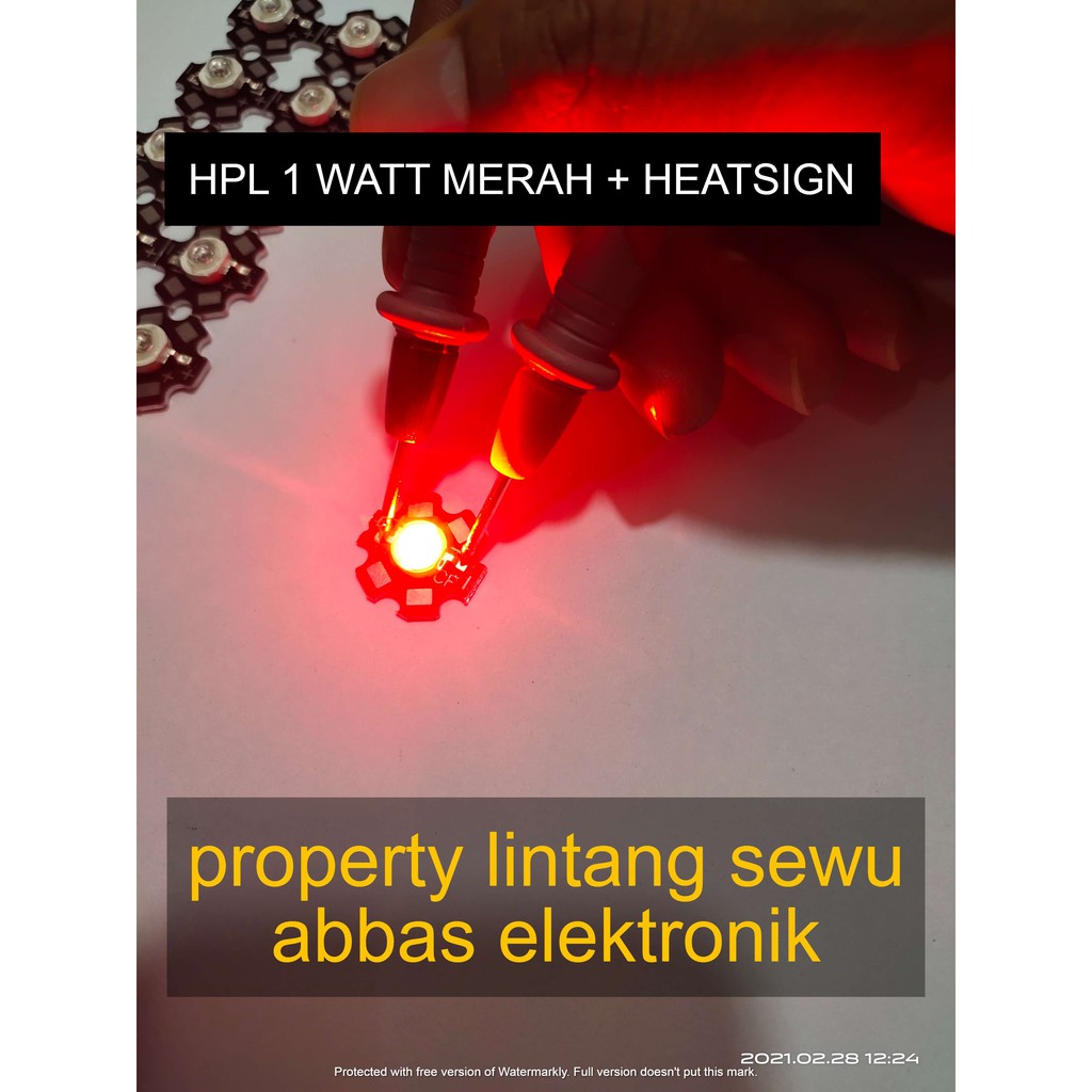 led hpl 1 watt warna MERAH RED plus heatsing pendingin