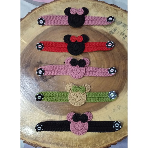 Konektor masker rajut motif MINNIE MOUSE - konektor masker anak / dewasa - Konektor hijab - konektor